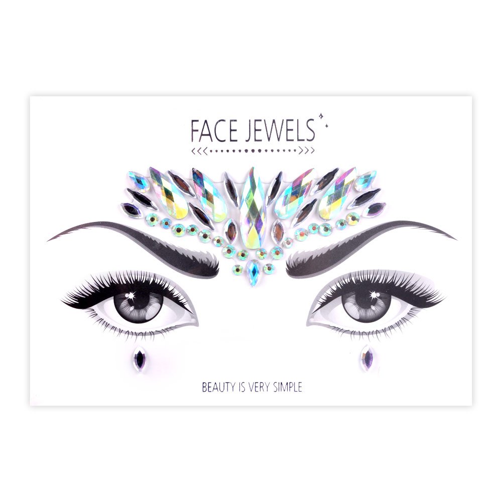 Lady Up Face Gems Stick on Rhinestones Sirena Bindi Cristales Joyas Glitter Ojos Cara Tatuajes Temporales Pegatinas para Halloween Festival Carnaval