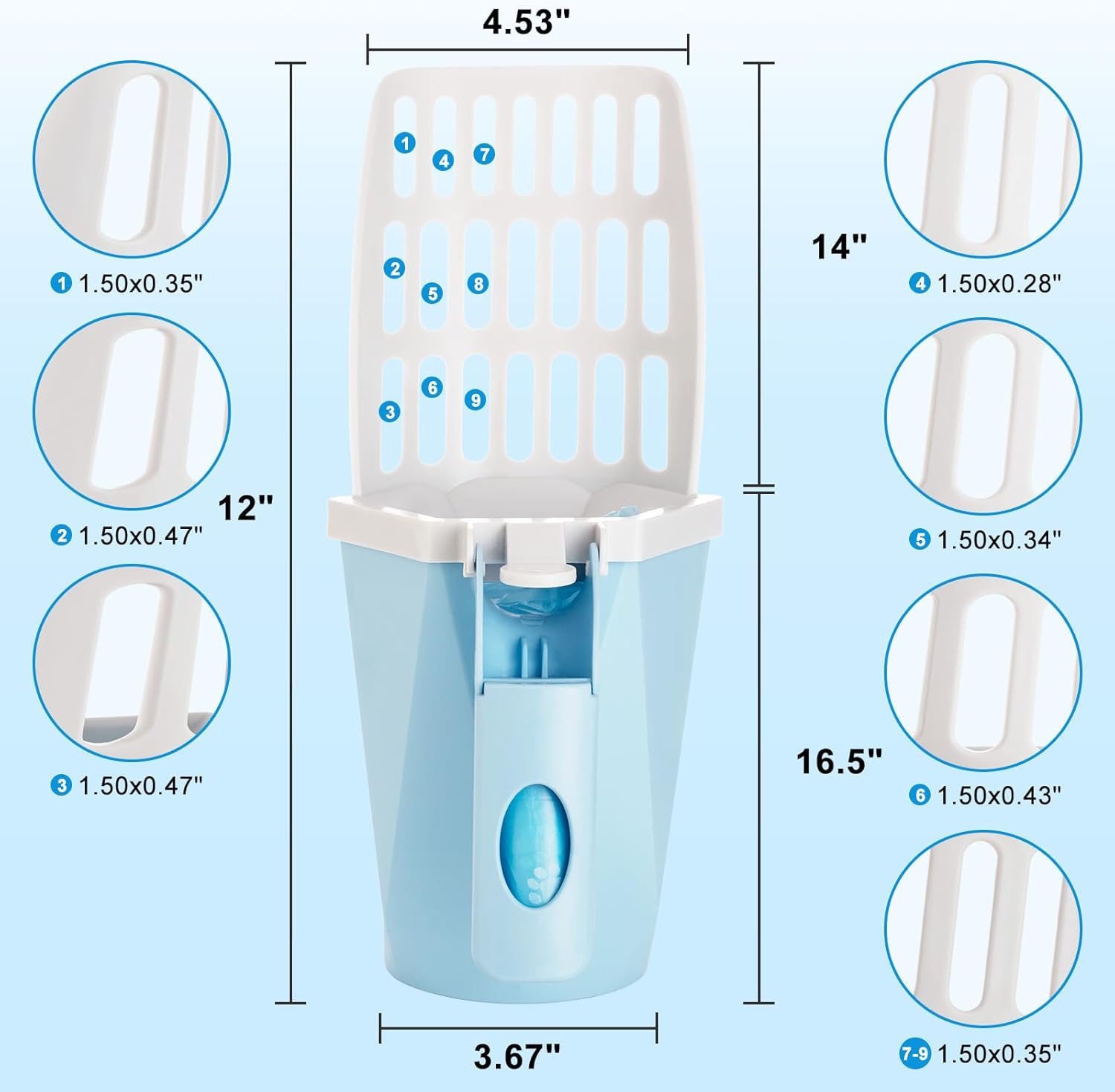 Cuchara de arena para gatos  Cuchara de arena para gatos con soporte para caja de arena incluye 10 rollos (150 unidades), pala grande y contenedor