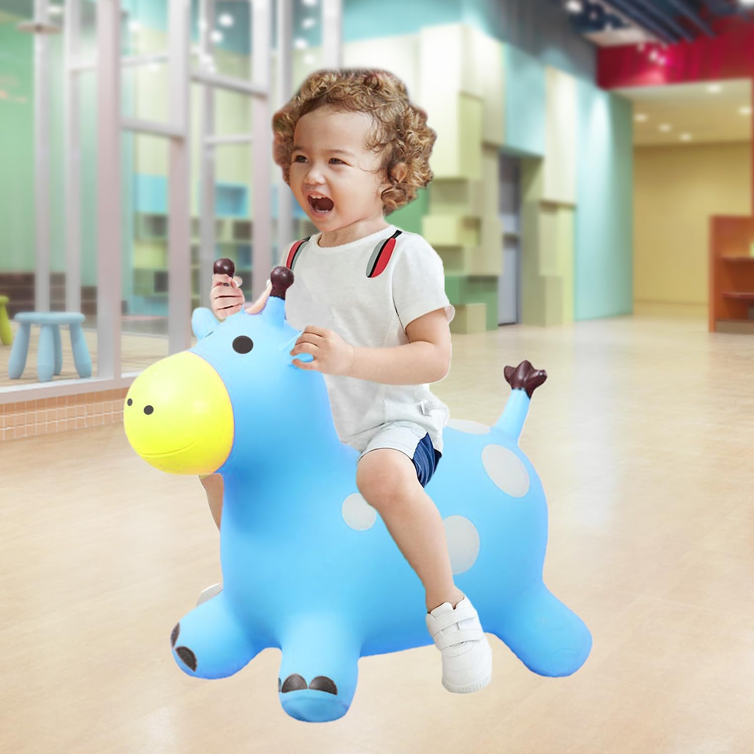 Juguete inflable de caballo animoso, juguete de caballo de salto para niños, juguete de salto favorito de los niños. Perfecto para cumpleaños,