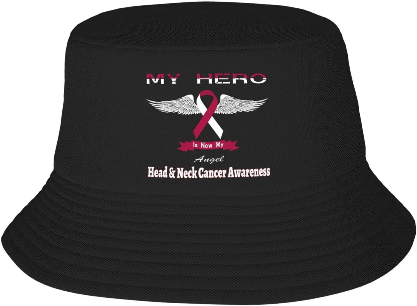 My Hero is Now My Angel Head & Neck Cancer Awareness – Sombreros de pescador de doble tejido para mujereshombres, sombrero de pescador para adultos,