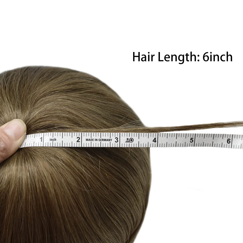 Pieza de pelo para hombre Toupee Real Human Hairpiece Soft Lace Hair System Mens Hair Unit Natural Hairline Protesis Capilar Para Hombre 8”X10” #5