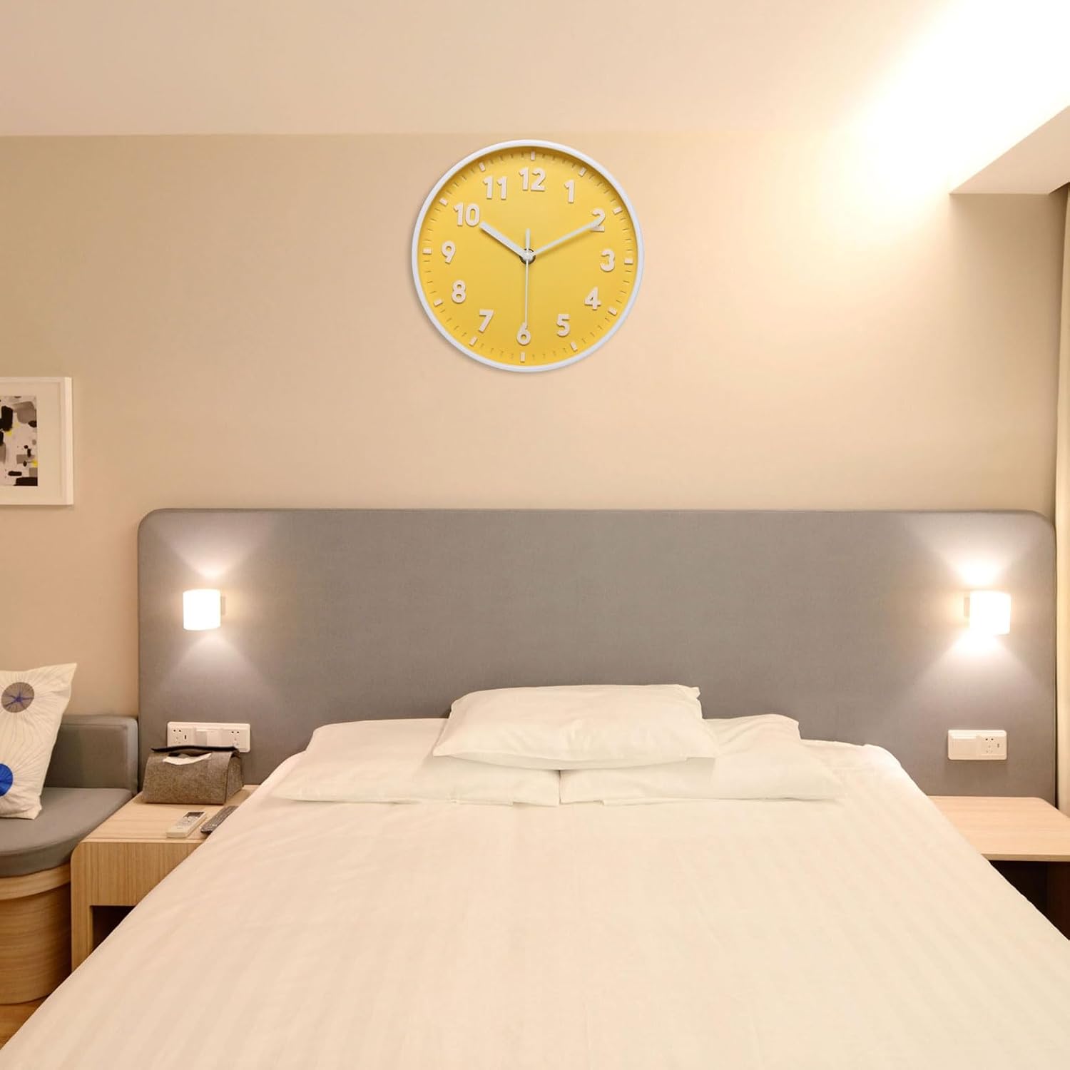 PATIKIL Reloj de pared de 8 pulgadas, con número 3D, de cuarzo, funciona con pilas, silencioso, sin tictac, redondo, para oficina, dormitorio,