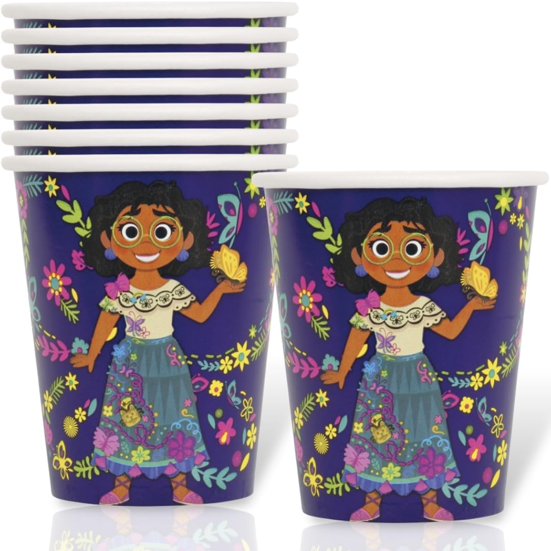 Disney’s Encanto – Vasos de plástico multicolor y divertidos para fiestas, 9 onzas (8 unidades), perfectas para fiestas y celebraciones infantiles