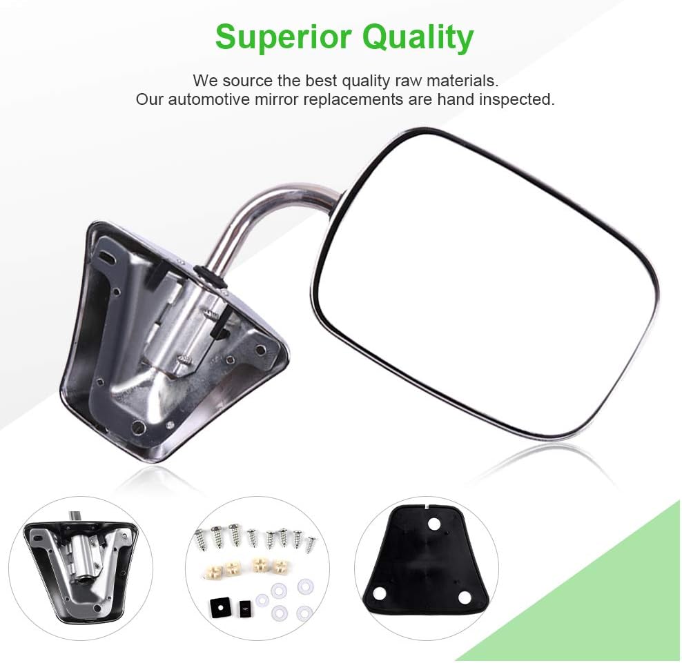 SCITOO Espejo de visión lateral para conductor y pasajero, ajuste de plástico, compatible con 1973-1991 para Chevy Blazer 1973-1987 para Chevy