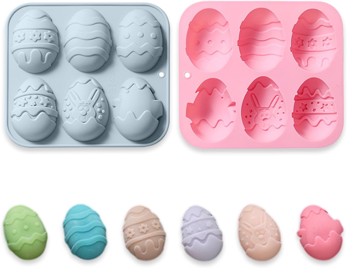 2 moldes de silicona para huevos de Pascua, 6 cavidades, diferentes moldes de huevos, herramienta para hornear, para hacer bombas de chocolate