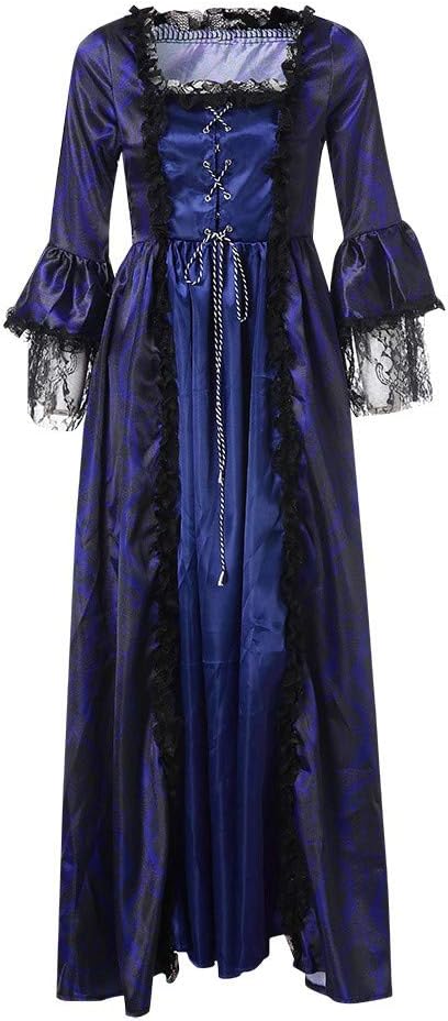 luwita Gothic Dress for Women Steampunk Witch Goth Costume Halloween Victorian Ball Gown Floor Length Irish Dress Corset