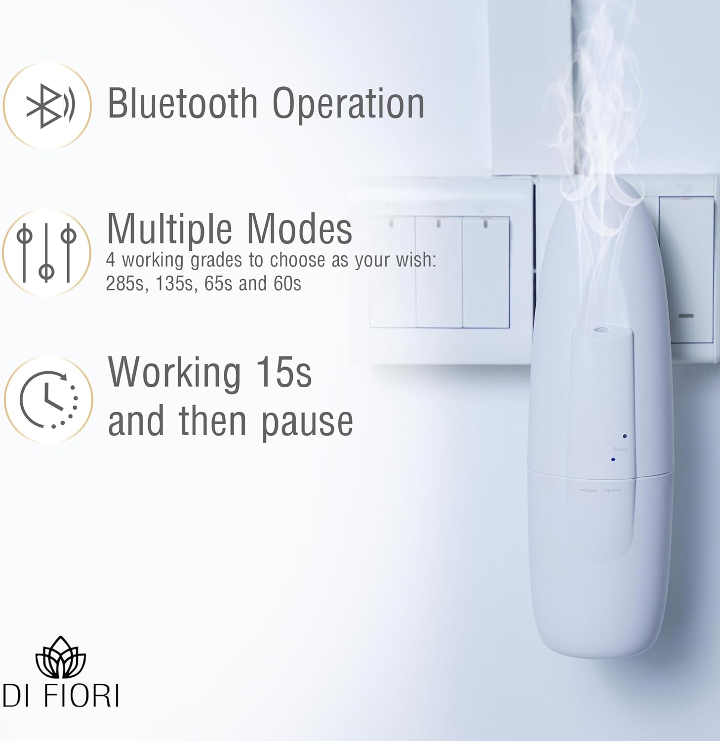DI FIORI – Difusor inteligente de aroma sin agua – Bluetooth – Difusor de aromaterapia, portátil enchufable, difusor de aceite esencial para