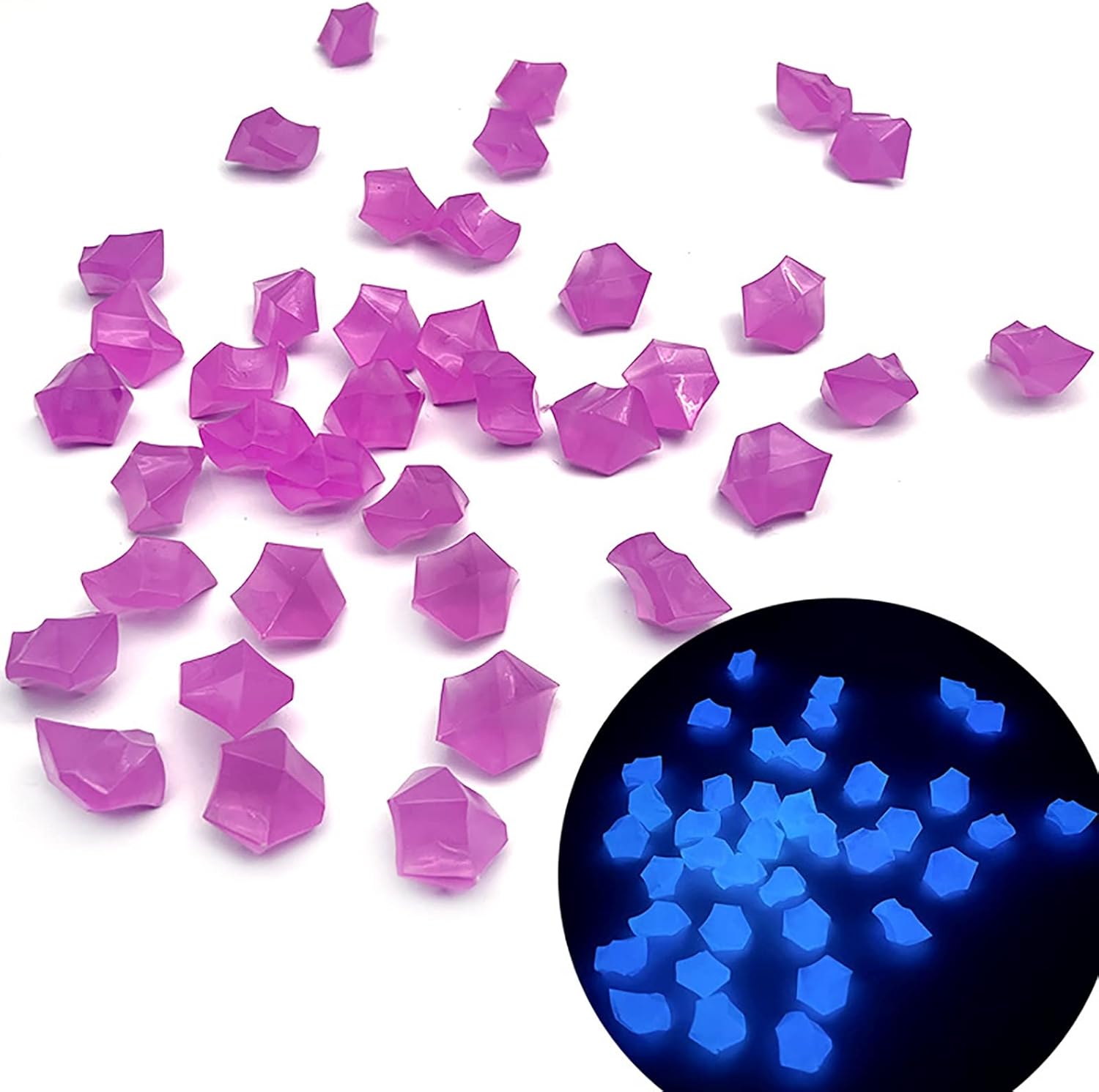 300 piedras brillantes, piedras que brillan en la oscuridad, rocas de piedra brillantes, piedras luminosas de jardín para pasarelas decorativas de