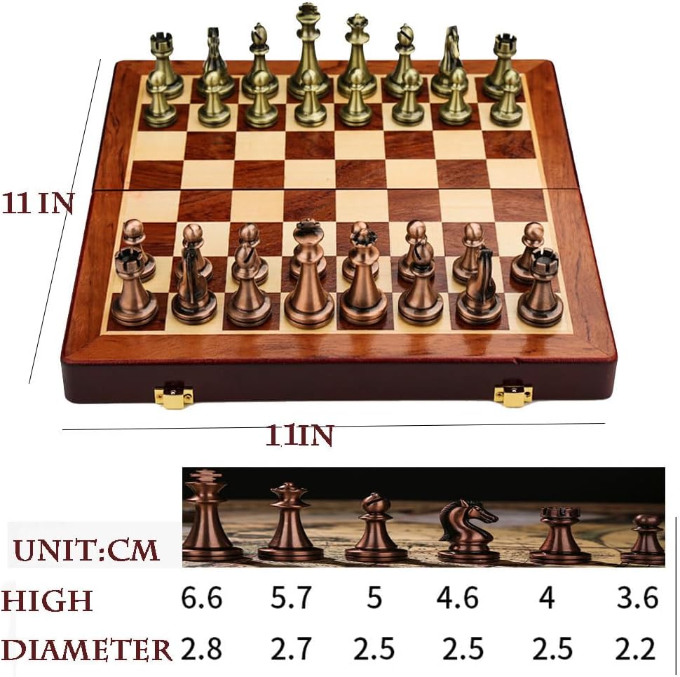 Juego de ajedrez plegable de metal con piezas magnéticas, juego de ajedrez internacional avanzado para 2 jugadores, regalos para adultos para niños