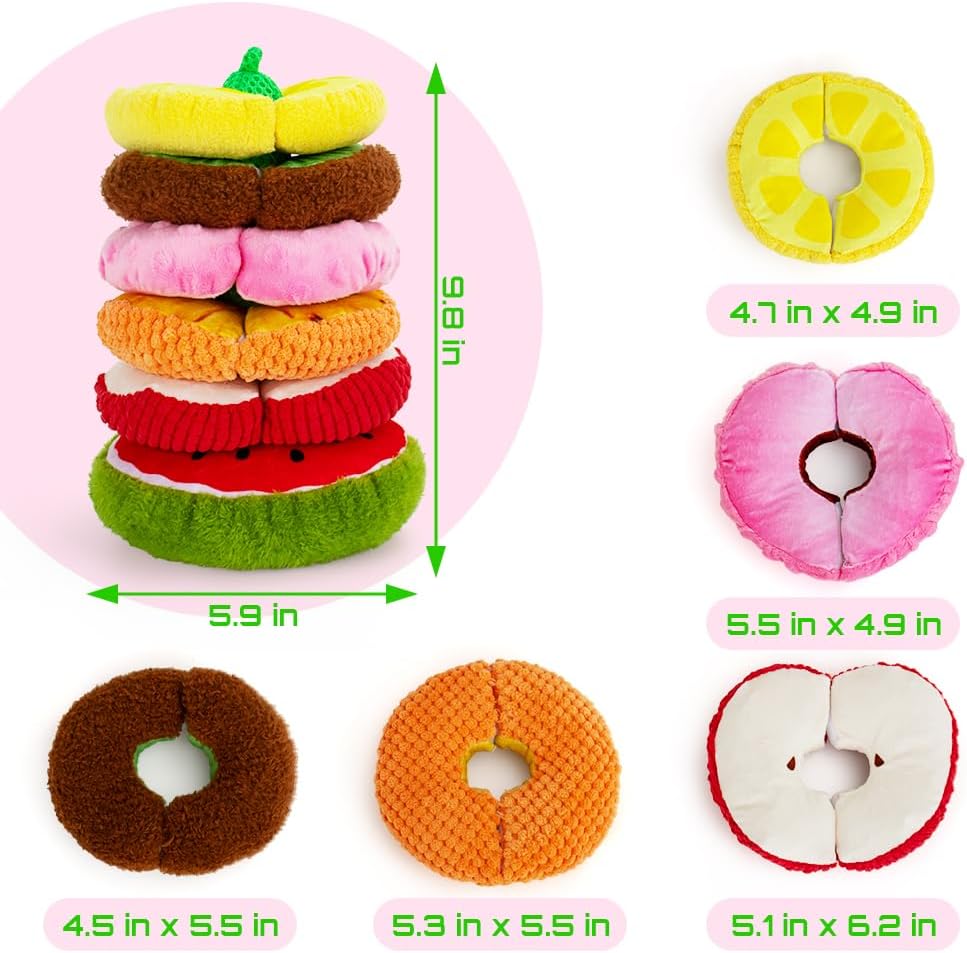 beetoy Juguetes apilables para bebés, actividades de aprendizaje preescolar para niños pequeños para aprender frutas, juguetes sensoriales de frutas