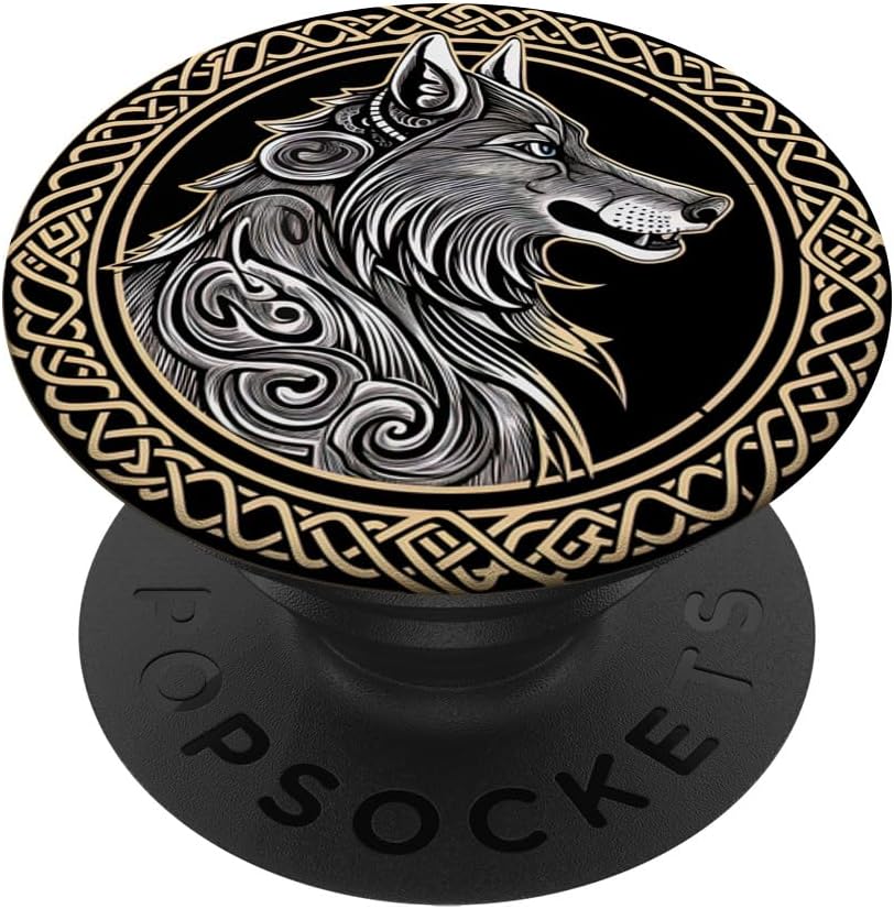 Símbolo vikingo Fenrir – Monstruoso lobo nórdico mitología PopSockets PopGrip estándar