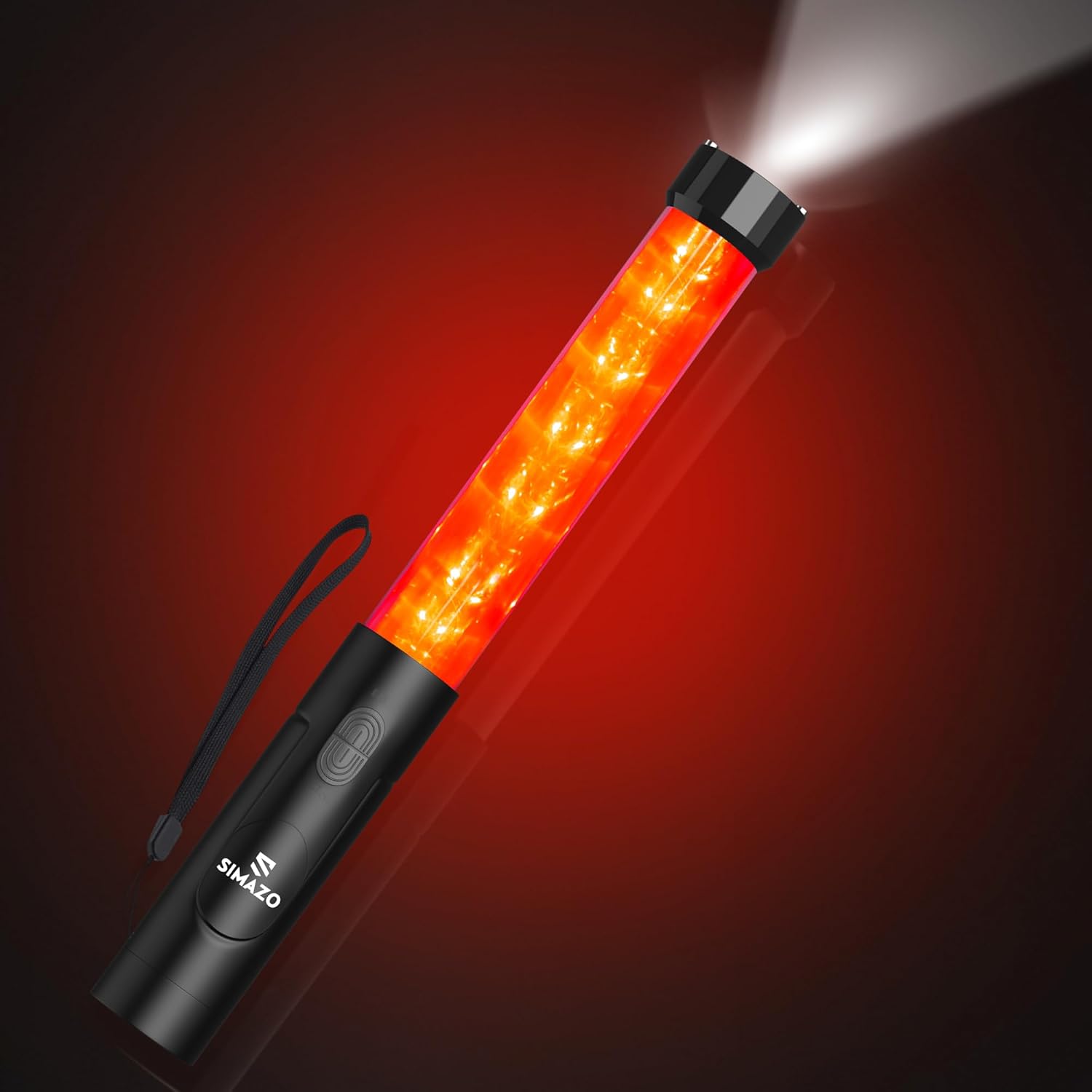 SIMAZO Varita de señal de tráfico de 12.5 pulgadas, bastón multifuncional de control de tráfico con LED blanco en la parte superior, varita de
