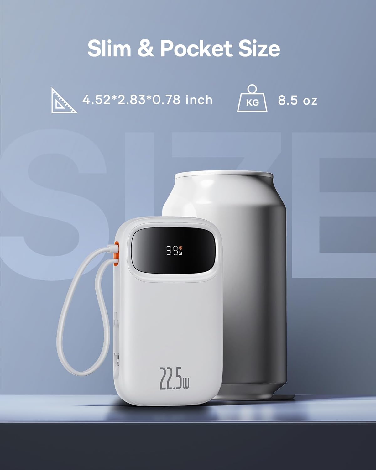 Baseus Cargador portátil, cargador portátil de 22.5 W, 10000 mAh, cargador de teléfono portátil de carga rápida con cable de salida iOS y USB-C