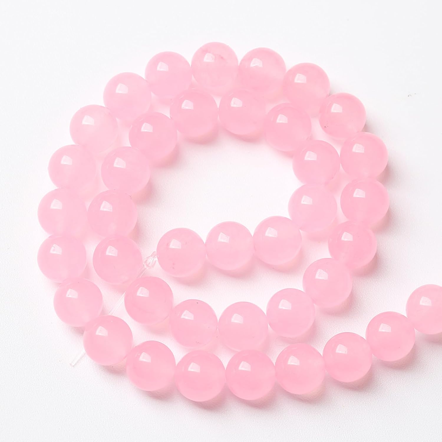60 cuentas de piedra natural de calcedonia rosa claro para la fabricación de joyas, cuentas de piedra curativa energética, cuentas de piedra para