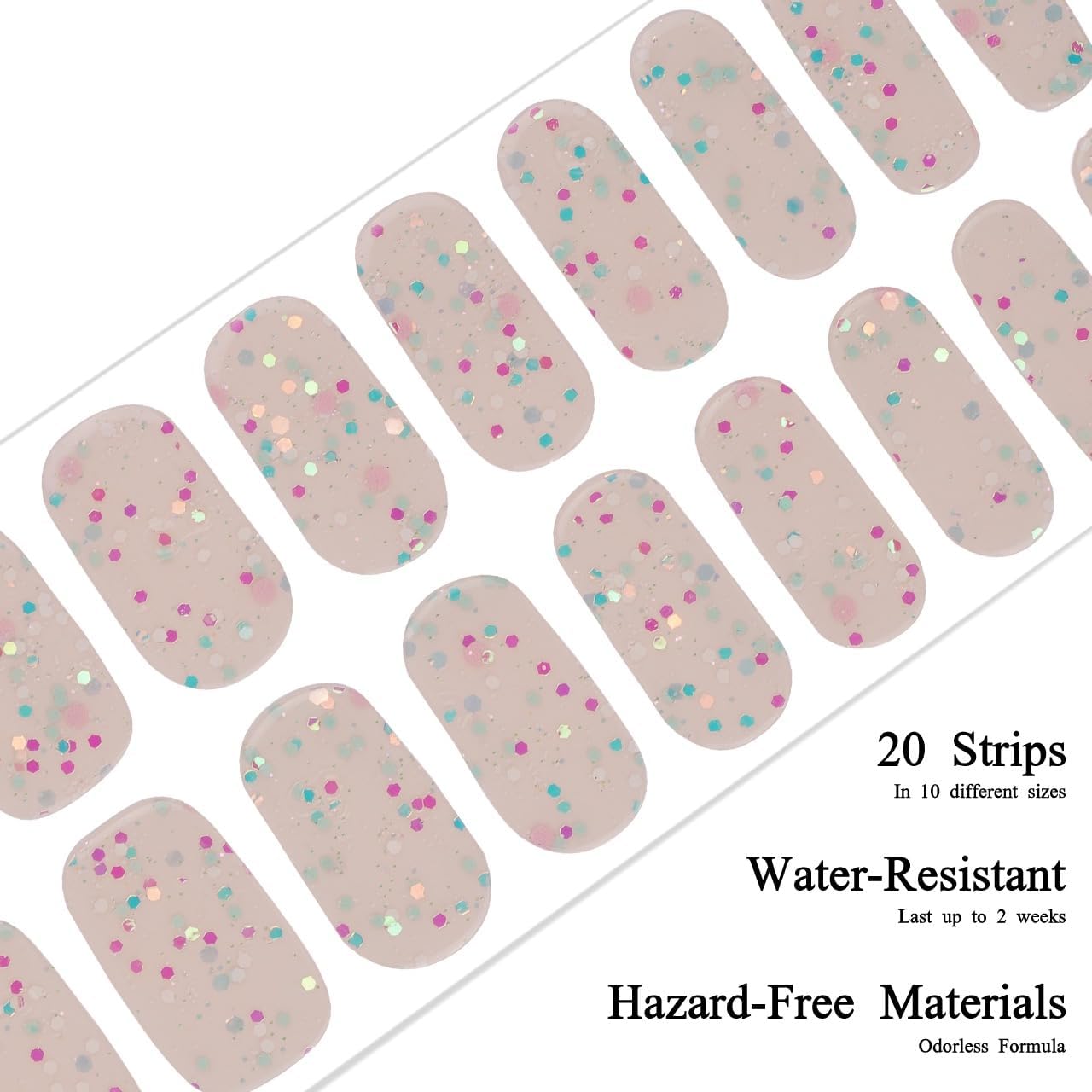 Drizzle Tiras de uñas de gel semicuradas, calcomanías artísticas de esmalte de uñas reales (requiere luz UVLED), envolturas de uñas de Halloween que