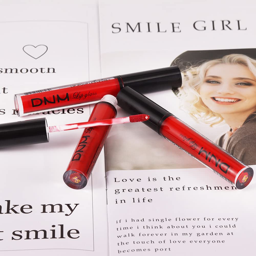 Amy’s Diary – Juego de 3 lápices labiales líquidos mate de 24 horas a prueba de manchas, DNM rojo oscuro mate, brillo labial de larga duración,