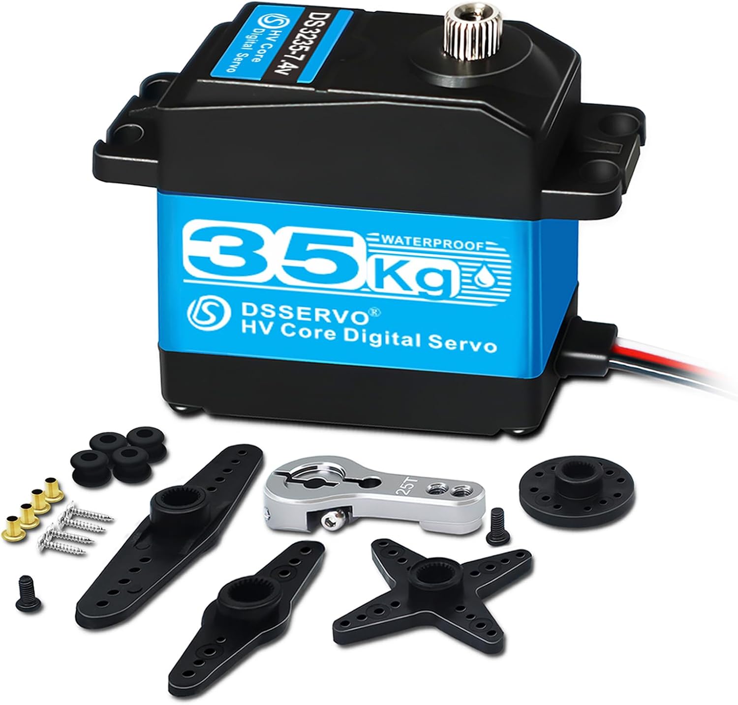 Servo digital de 77.2 lbs RC 7.4 V servo motor de dirección 25T engranaje de metal completo alto par de alta velocidad impermeable para 18 110 112