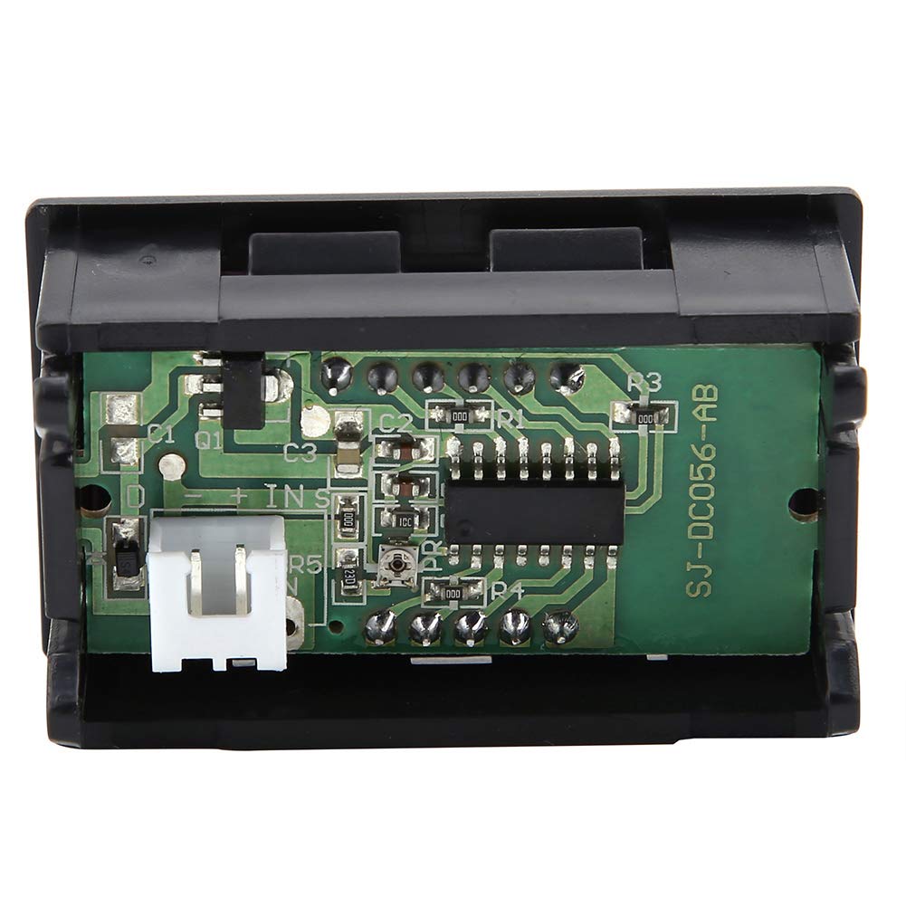 Medidor de voltaje, voltímetro de 0.56 pulgadas, dos cables, pantalla LED digital, medidor de voltaje para batería de 12 V 24 V (luz de fondo de