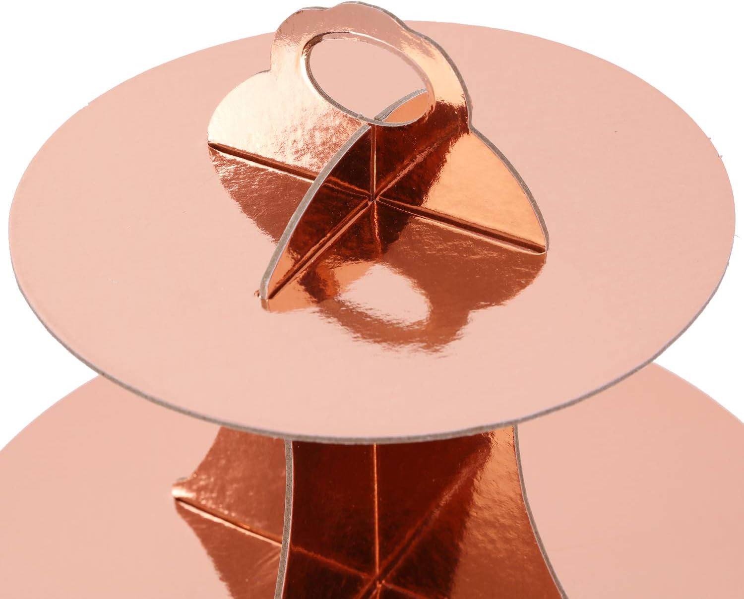 Juego de 2 soportes redondos de cartón de 3 niveles de oro rosa para 24 cupcakes, perfecto para mujeres y niñas, cumpleaños, despedida de soltera,
