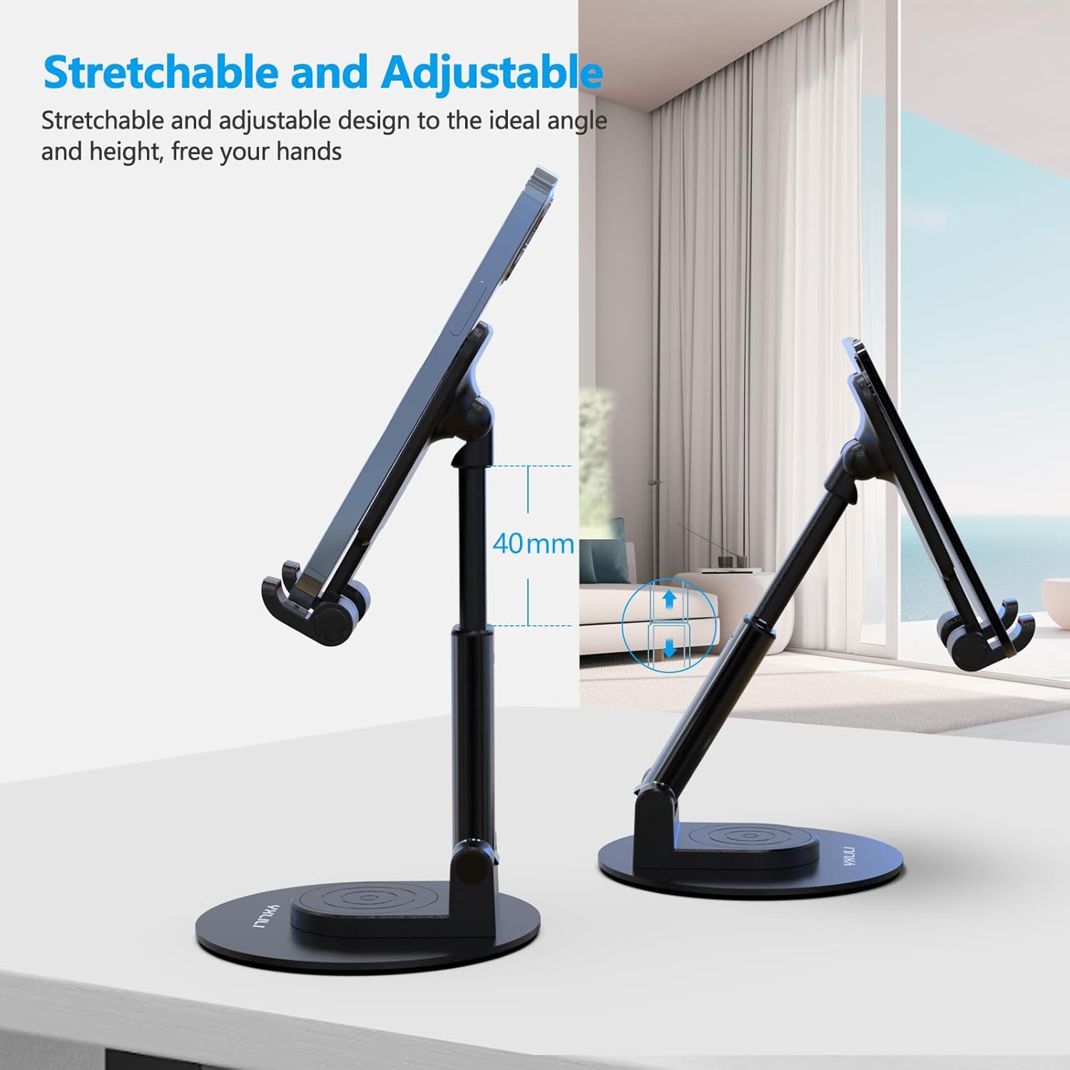 YXLILI Soporte plegable para teléfono, altura de ángulo ajustable, soporte para teléfono celular para escritorio, giratorio de 360, para oficina,