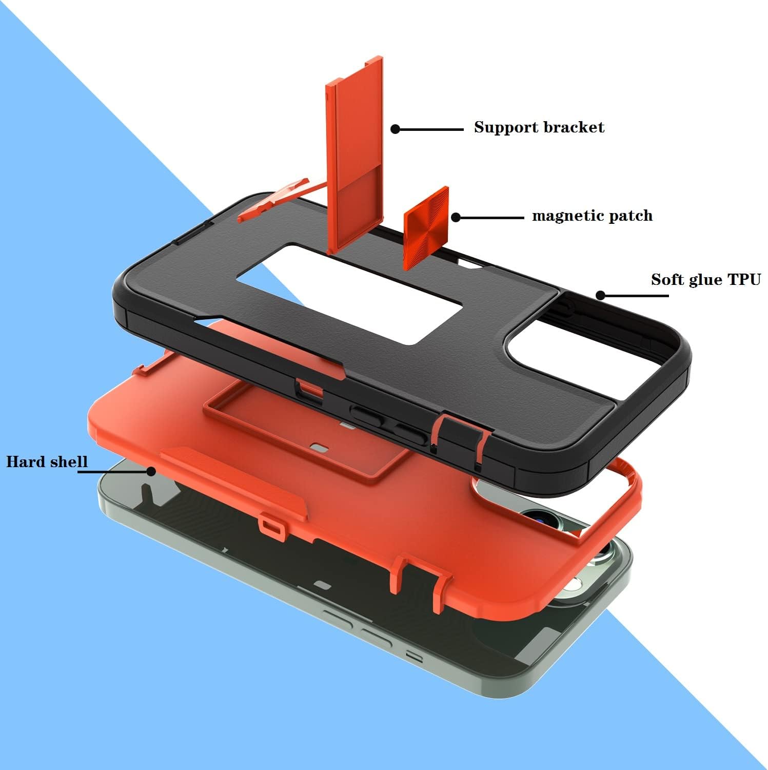 Funda diseñada para iPhone 1212 Pro con soporte, protección contra caídas que funciona con soporte magnético para automóvil, resistente al polvo,