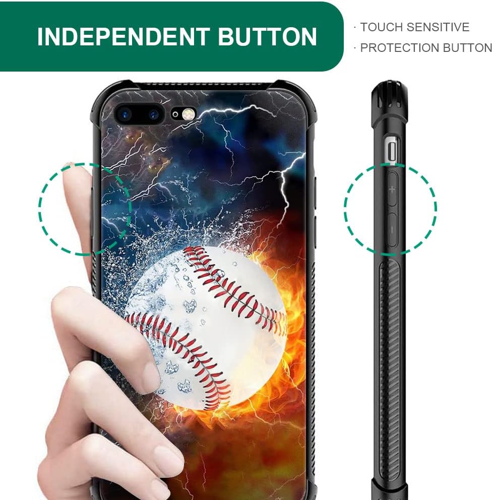 DAIZAG Funda compatible con iPhone 78SE 2020 Ice Fire Baseball Funda de teléfono a prueba de golpes suave TPU para niños y hombres, funda de regalo