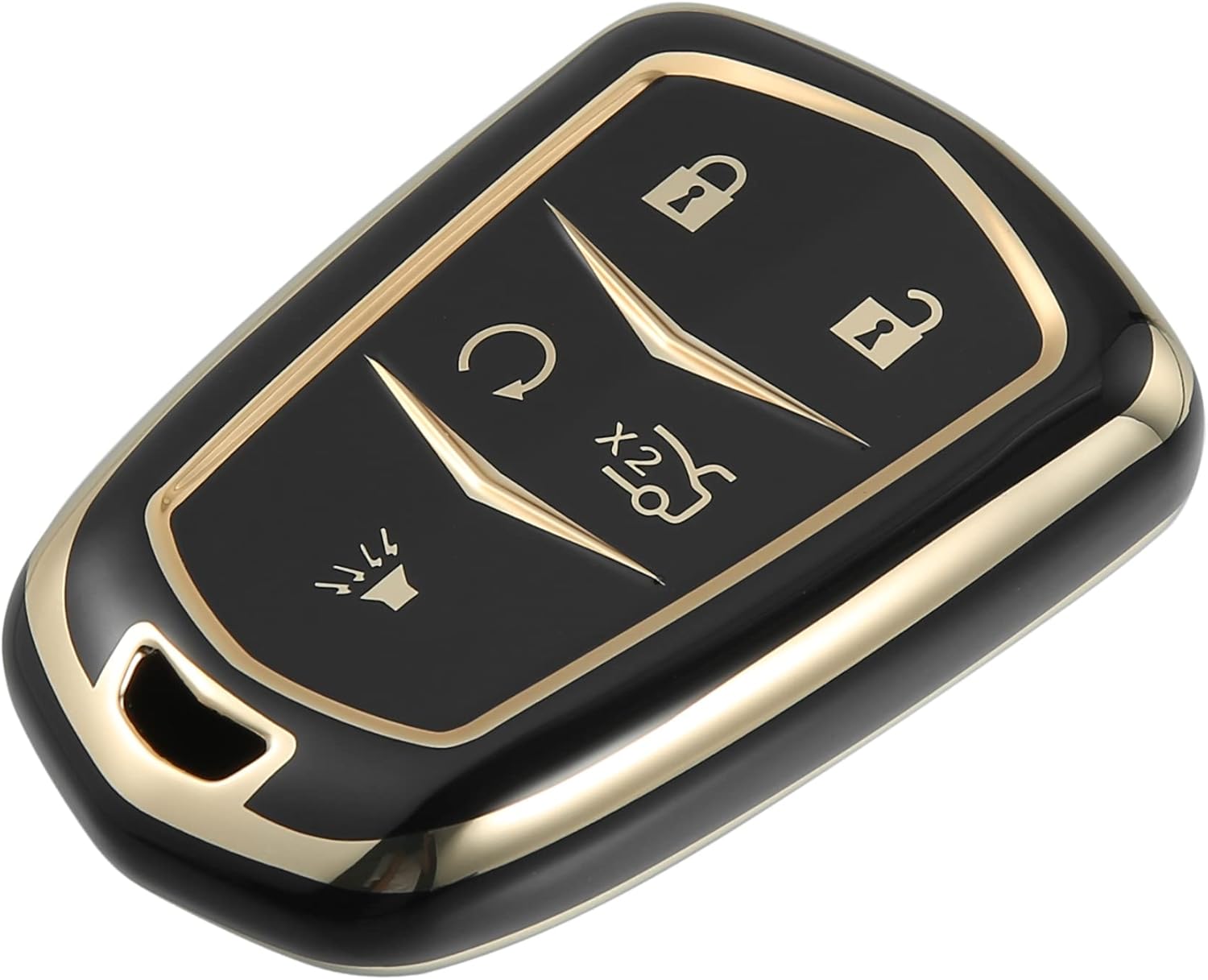 X AUTOHAUX Funda para llavero de automóvil de 5 botones, funda protectora completa con botón de TPU, color negro para Cadillac XT5 2017-2020 para