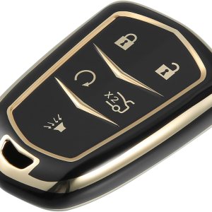X AUTOHAUX Funda para llavero de automóvil de 5 botones, funda protectora completa con botón de TPU, color negro para Cadillac XT5 2017-2020 para X AUTOHAUX Funda para llavero de automóvil de 5 botones, funda protectora completa con botón de TPU, color negro para Cadillac XT5 2017-2020 para