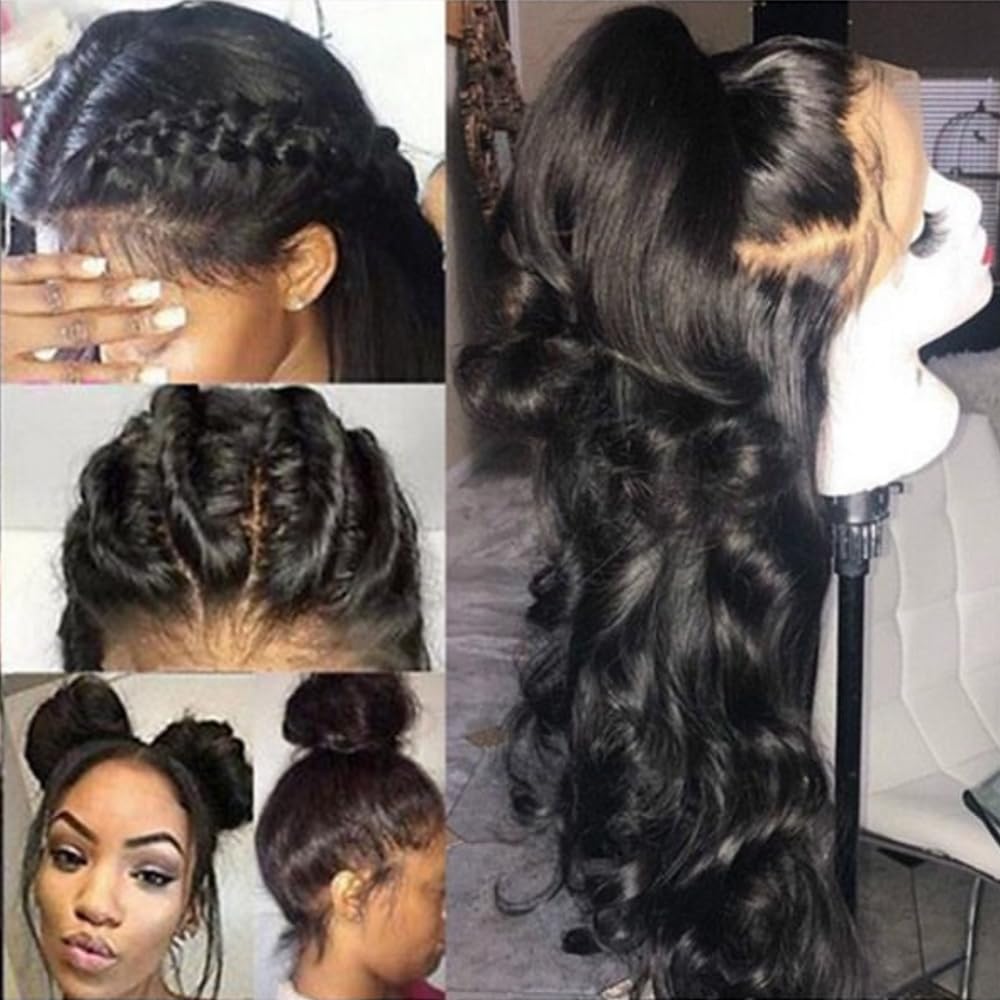 Maxine Pelucas de cabello humano ondulado 360 con encaje frontal prearrancado, sin pegamento, densidad del 180%, pelucas de cabello humano de 22