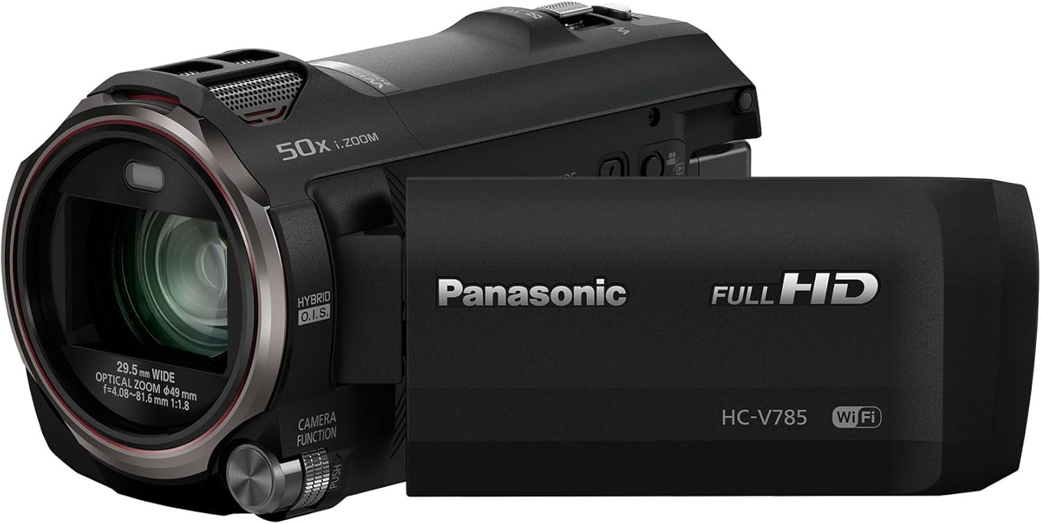 Panasonic HC-V785K Videocámara Full HD con zoom óptico de 50x y estabilización de imagen, videocámara compacta de grado profesional para videógrafos