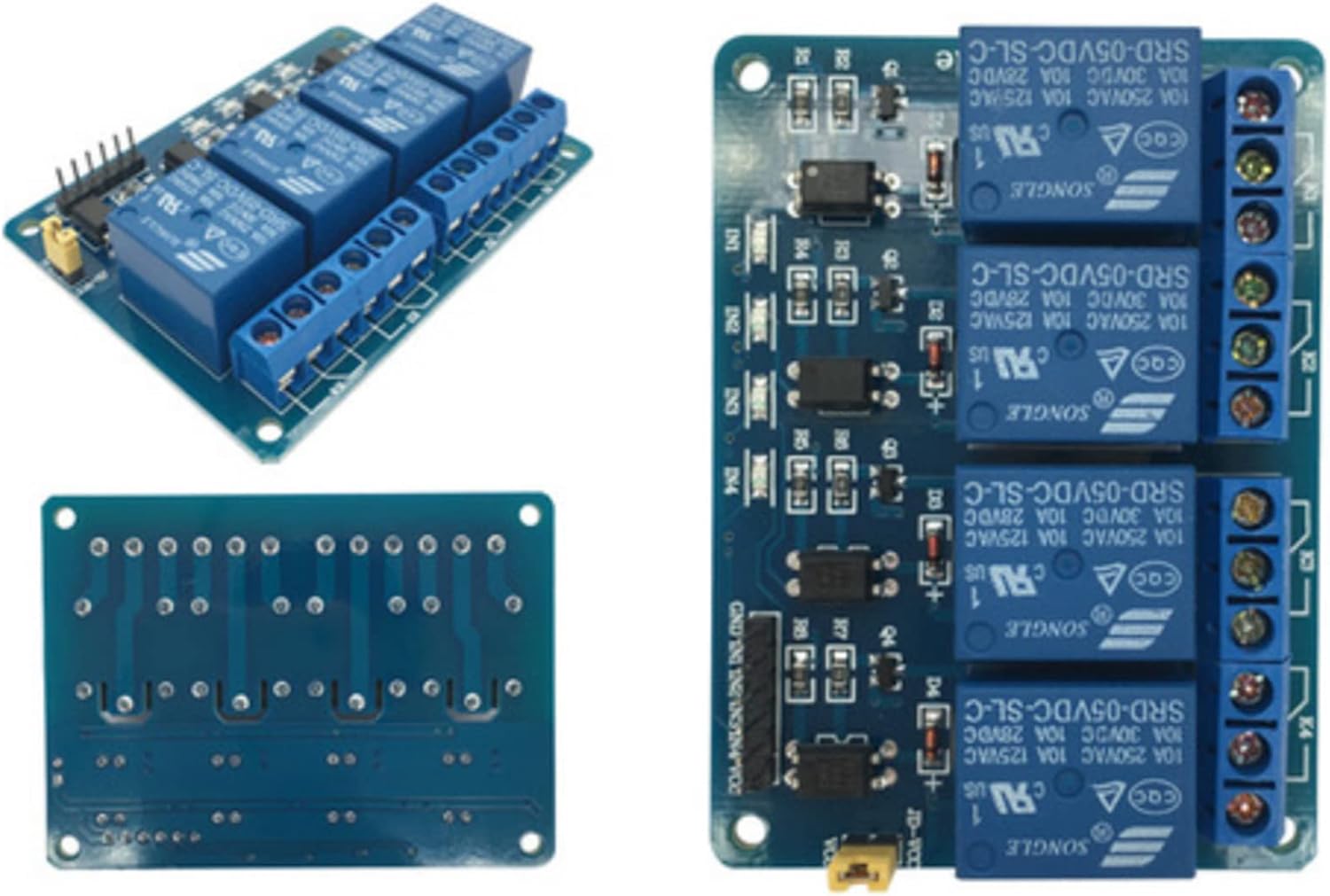 Módulo de relé de 4 canales DC de 5 V compatible con Arduino R3 MEGA Raspberry Pi con optoacoplador placa de expansión de alto y bajo nivel