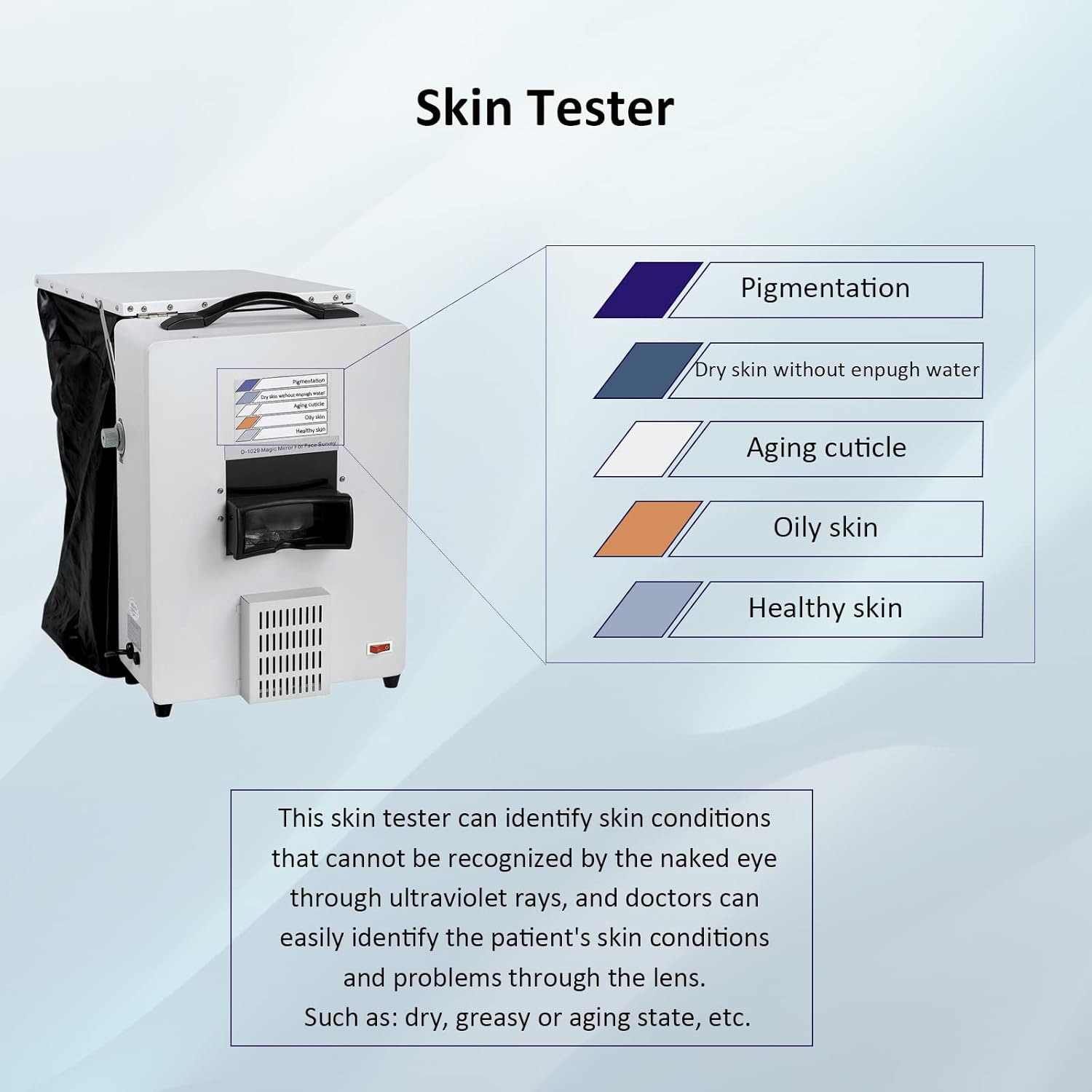 Elitzia Tipo analizador ULTRAVIOLETA de la piel de la luz fría de la belleza del ordenador portátil ETD1029