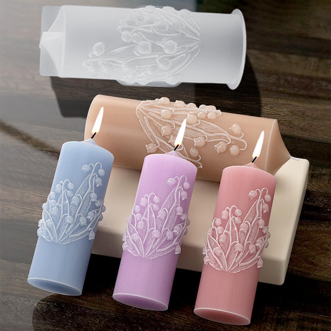 2 moldes de silicona para velas, cilindros con flores, moldes de resina de silicona de cristal para fundición de resina epoxi UV, manualidades,