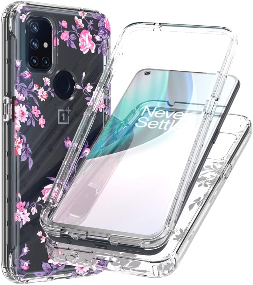 Yerebel Funda para OnePlus Nord N10 5G, OnePlus N10 5G BE2029 con protector de pantalla de vidrio templado, diseño floral a prueba de golpes,