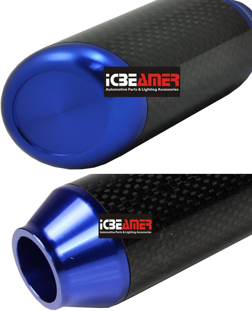 ICBEAMER Drifting JDM Styles – Perilla de palanca de cambios manual de aluminio con fibra de carbono real (5 y 6 velocidades)