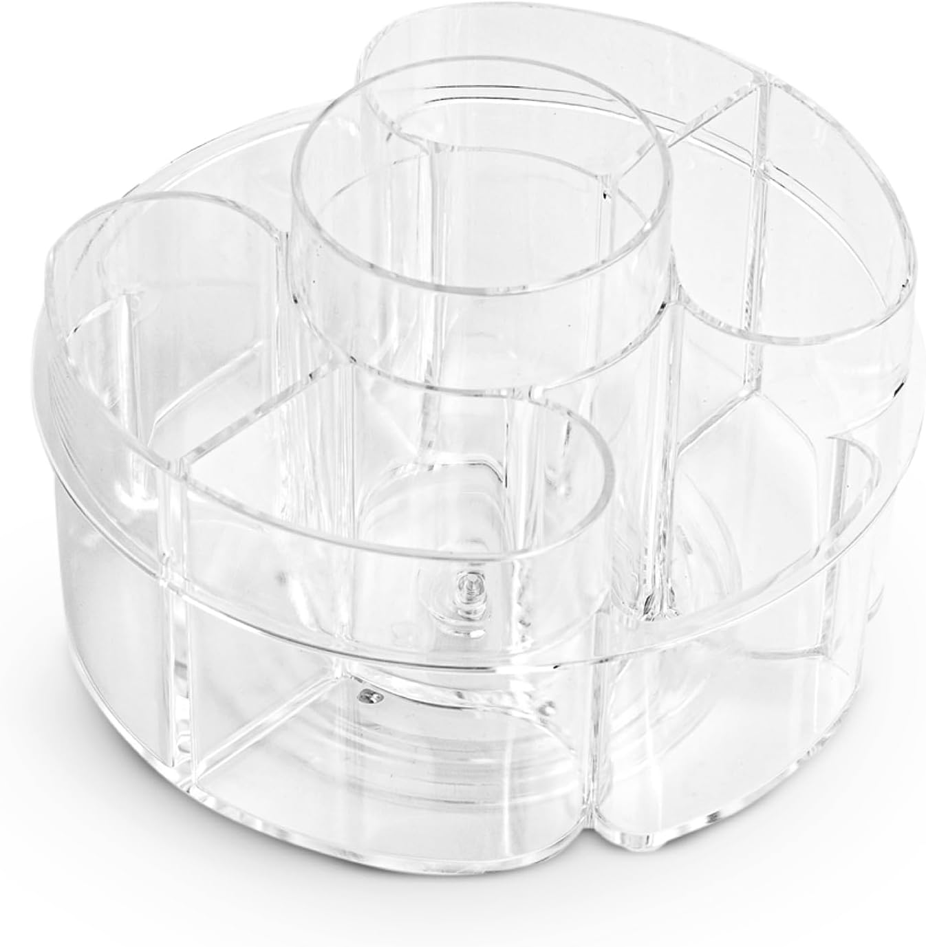 Masirs Pequeño organizador de maquillaje giratorio una solución de almacenamiento de cosméticos pequeña pero espaciosa con múltiples compartimentos.