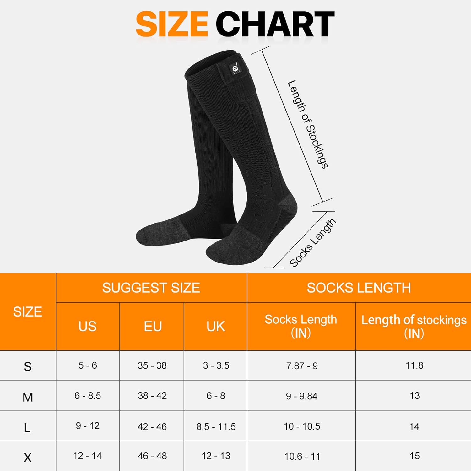 SNOW DEER Heated Socks for Men Women, 7.4V Rechargeable Battery Electric Socks, Heated Ski Socks for Hunting Fishing Camping Hiking Skiing Foot