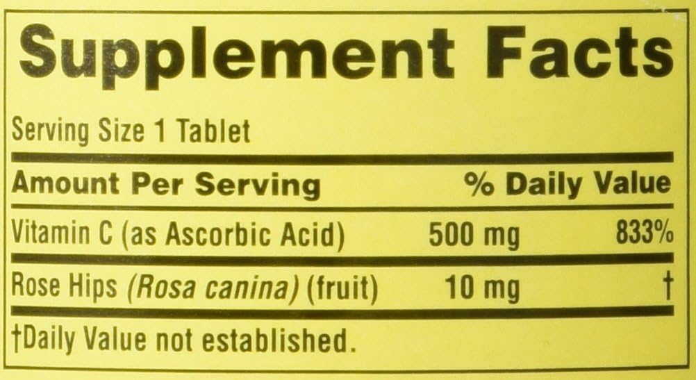 Spring Valley – Vitamina C con escaramujos 500 mg, paquete doble, 250 tabletas cada botella
