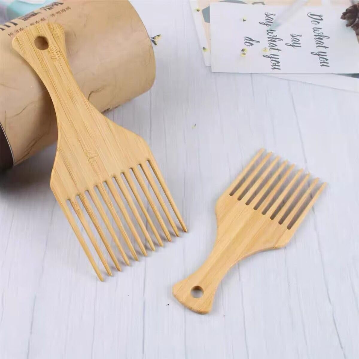 Paquete de 2 cepillos de pelo de madera desenredantes para cabello largo y grueso para cabello rizado