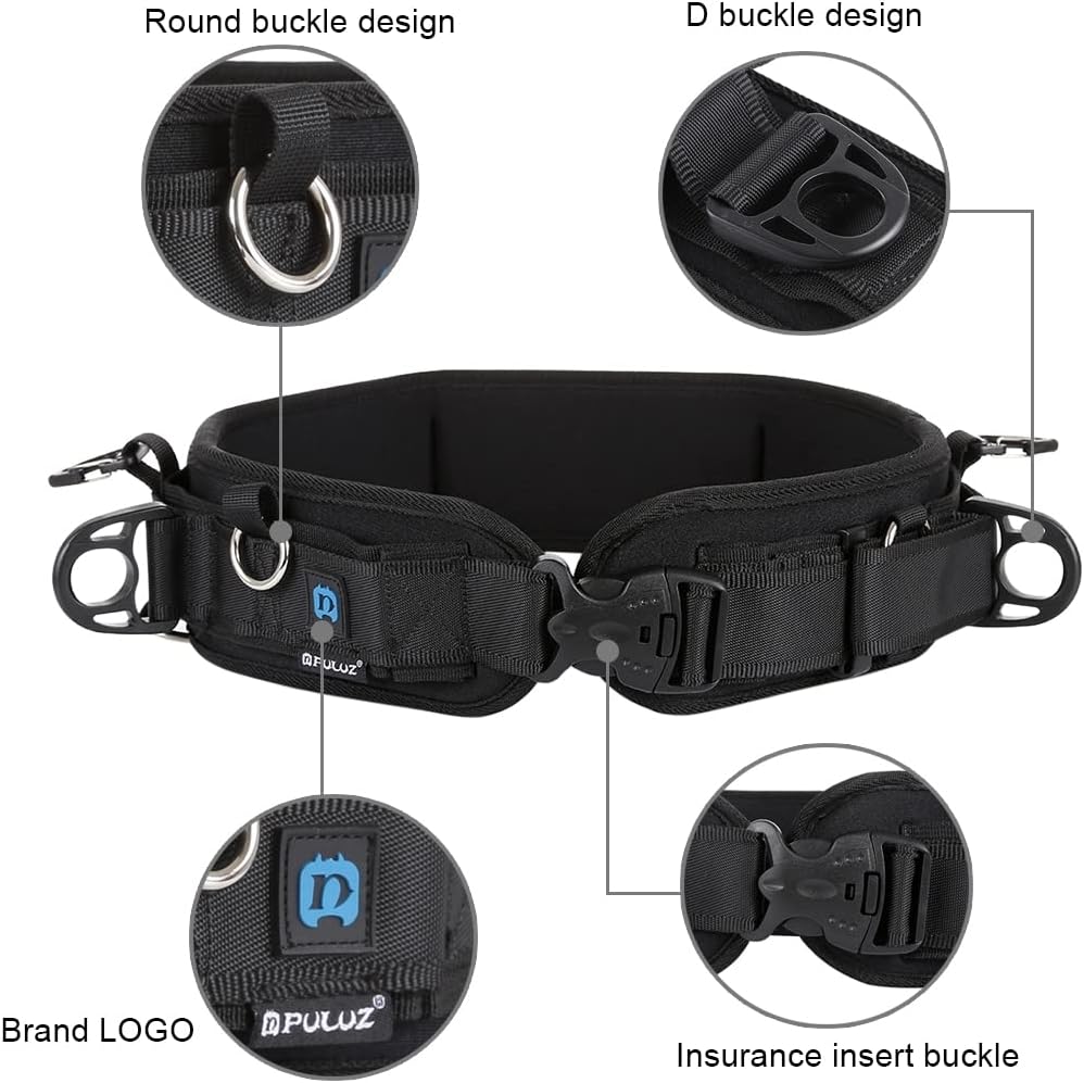 PULUZ Cinturón de cintura multifunción para cámaras SLRDSLR, correa de cintura ajustable para cámara con gancho para colgar accesorios de