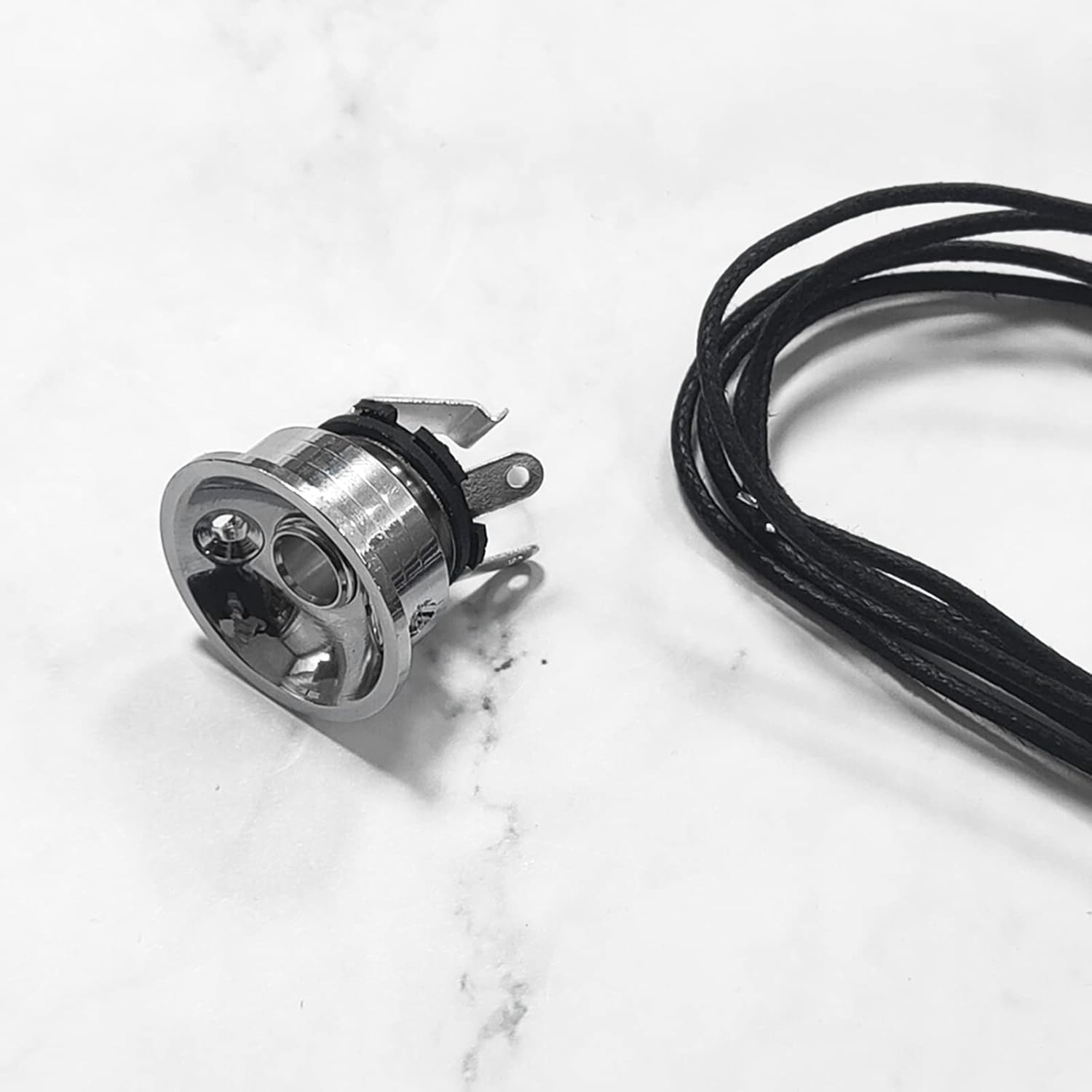 SAPHUE Soporte de placa de enchufe cromado para guitarra eléctrica, enchufe de 0.250 in, electrocohete empotrado, piezas de guitarra (entrega de