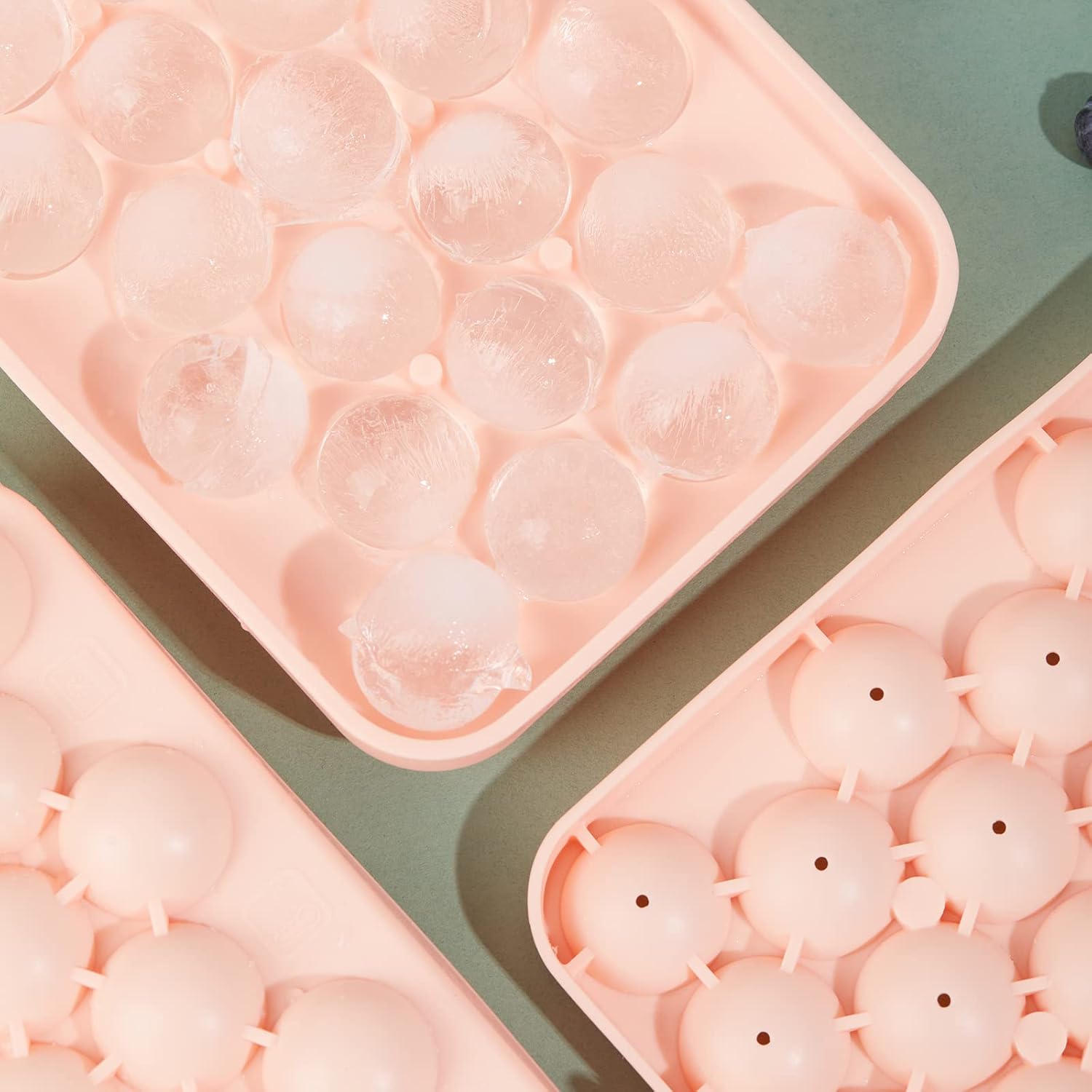 Bandeja redonda para cubitos de hielo, paquete de 2 unidades, silicona libre de BPA, flexible, de fácil liberación, 1.1 pulgadas x 50 moldes para