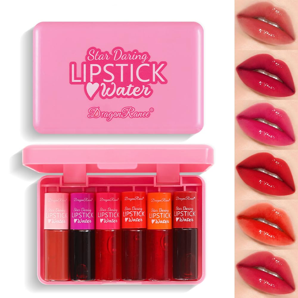 Juego de lápices labiales líquidos de 6 colores, brillo de labios coreano, tinte de labios natural hidratante de larga duración, tinte de labios y