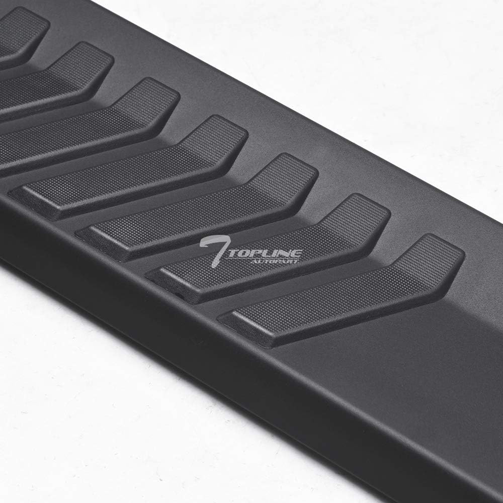 Estribos laterales de aluminio negro mate de 6 pulgadas con rayas de polímero, compatible con Chevy SilveradoGMC Sierra Crew Cab 07-18