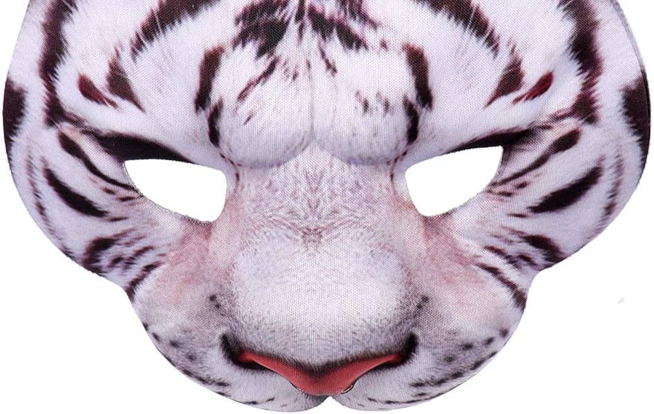 Máscara de media cara de tigre de Halloween, máscara de animal de cosplay para Halloween, fiesta de máscaras, disfraces, accesorios de cosplay