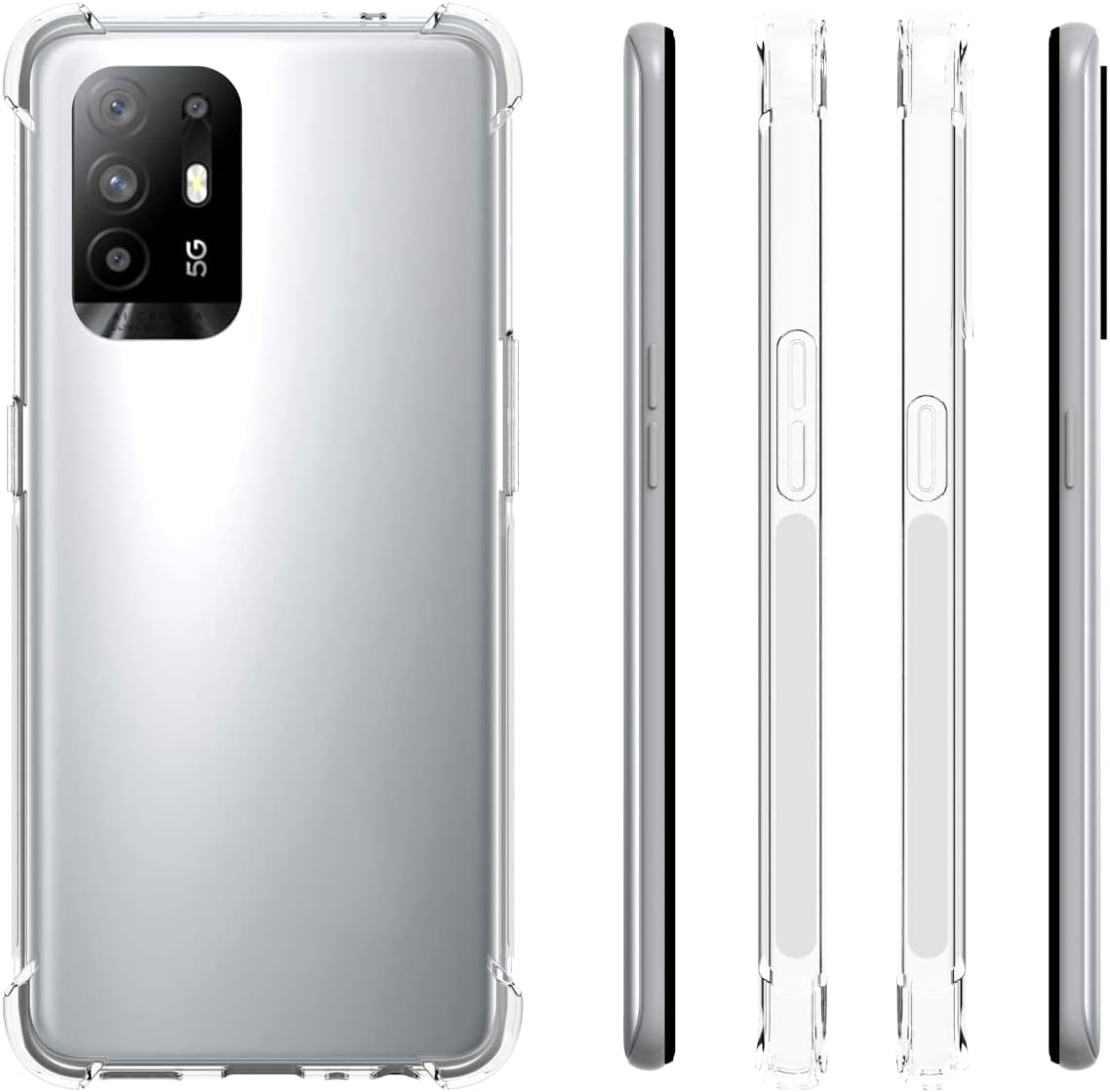 Funda para Oppo Reno 5Z  Oppo F19 Pro PlusOppo A94 5G  Oppo A95 5G Transparente TPU Cuatro Esquinas Funda Protectora Transparente Suave