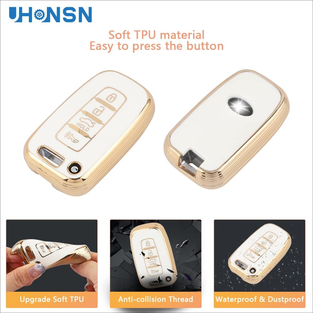 UHONSN Funda para llave de Hyundai y Kia de TPU suave con llavero para mujeres, protector compatible con Elantra GT, Genesis, Santa Fe, Veloster,