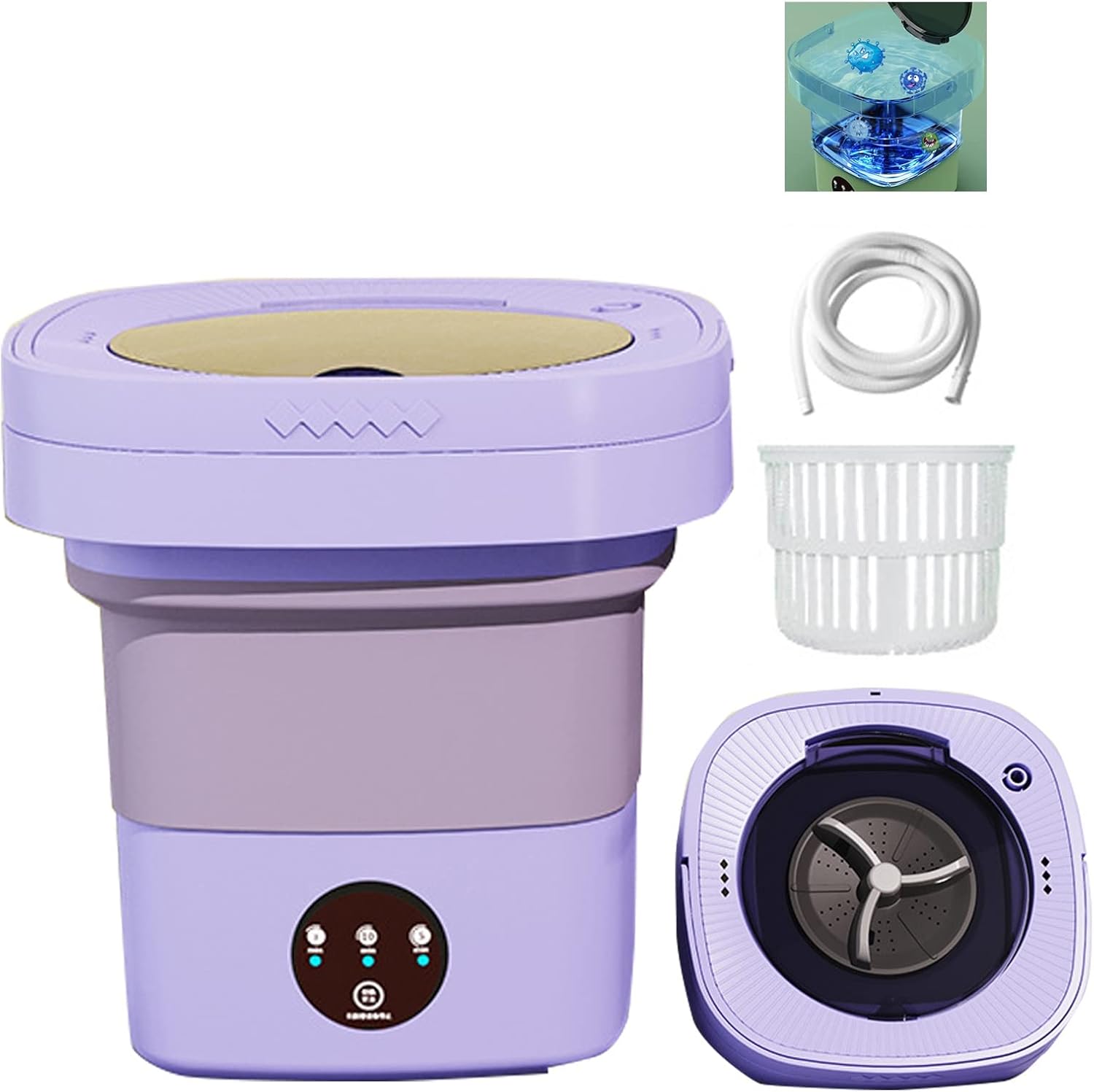 Lavadora portátil, mini lavadora plegable y secadora giratoria, pequeña lavadora de cubo plegable, para apartamento, lavandería, camping, caravana,