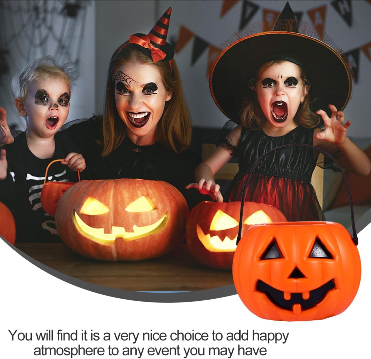 CALLARON Candy Tote – 6 cubos de calabaza de Halloween para caramelos de calabaza Jack O Lantern, cubo de calabaza, cubeta de caramelo de Halloween