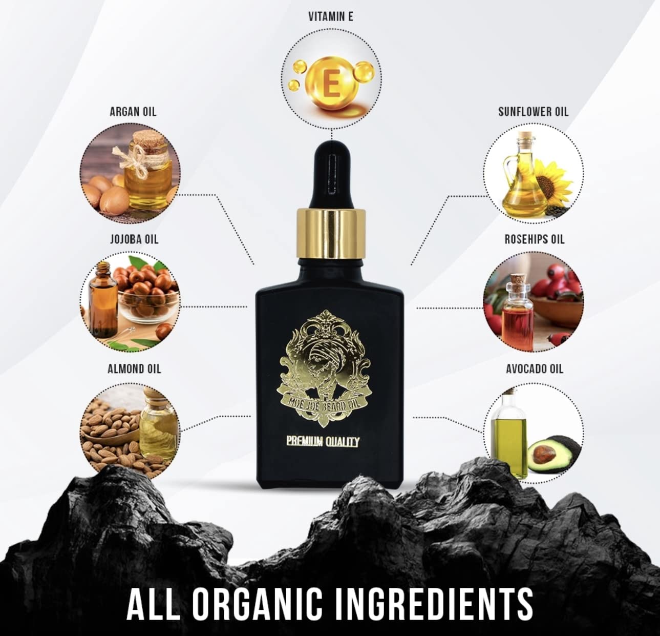 MOE JOE – Aceite para barba para hombres de Dubai para el cuidado de la barba, ingredientes orgánicos y naturales puros de vitamina E, ámbar y